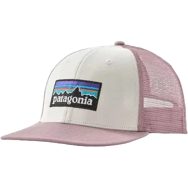 Patagonia P-6 Logo Trucker Hat White W/Quiet Violet
