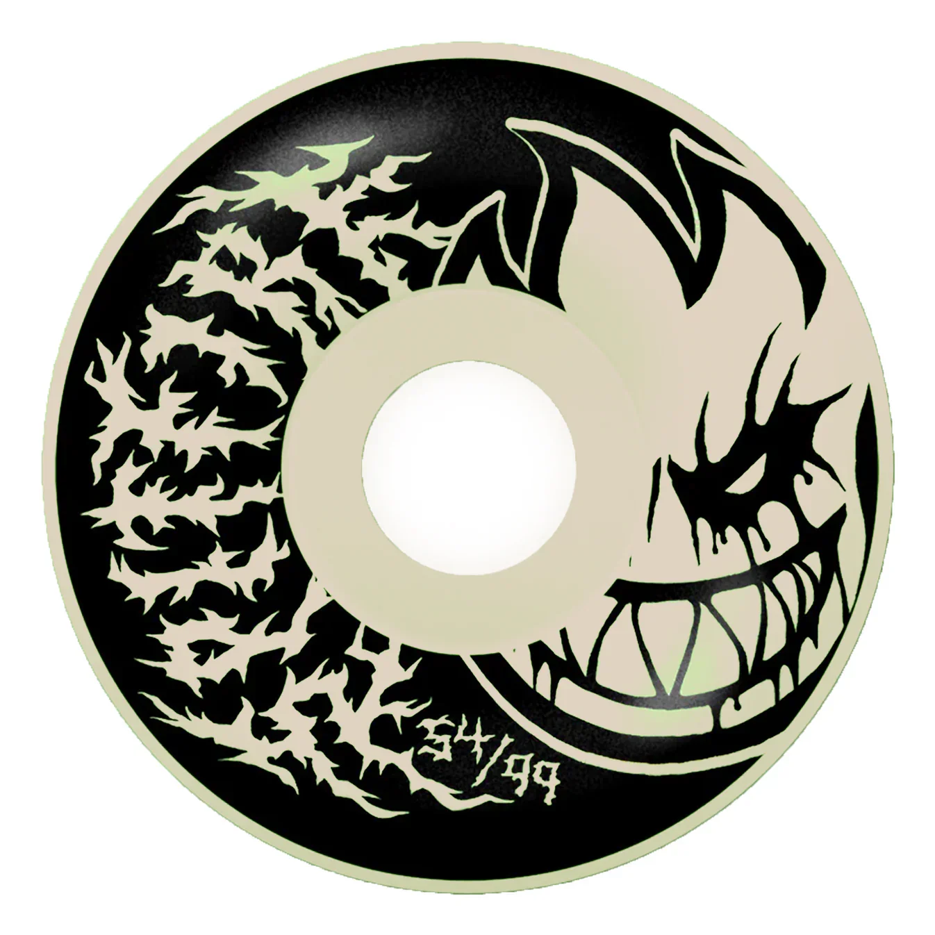 Spitfire Formula Four Deathmask II Radial Full 99A Glow In The Dark Wheels 54mm